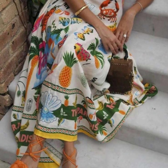 Rachel Zoe Dresses & Skirts - New Rachel Zoe Sunshine Paradise Palm Ocean Fish A-Line Tier Maxi Skirt